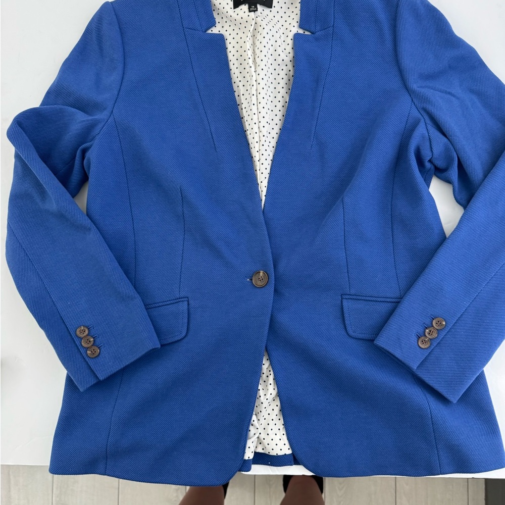 Talbots Jacket Womens 14 Blue Blazer Cotton Lightweight Colorful Academic - Picture 3 of 13